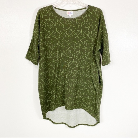 LuLaRoe Irma Green Leaf Print Tunic Top Small - Picture 1 of 9